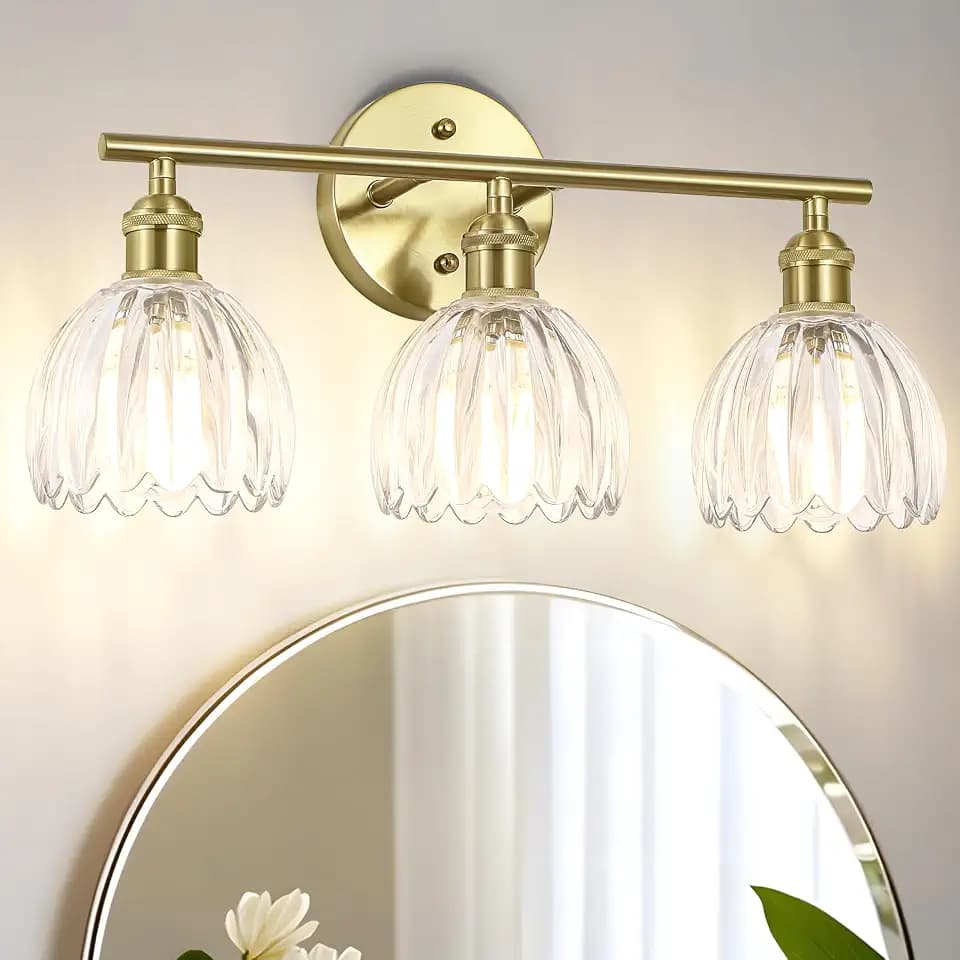 Vintage Bathroom Light fixtures, Gold Vanity Lights, ETL Certified