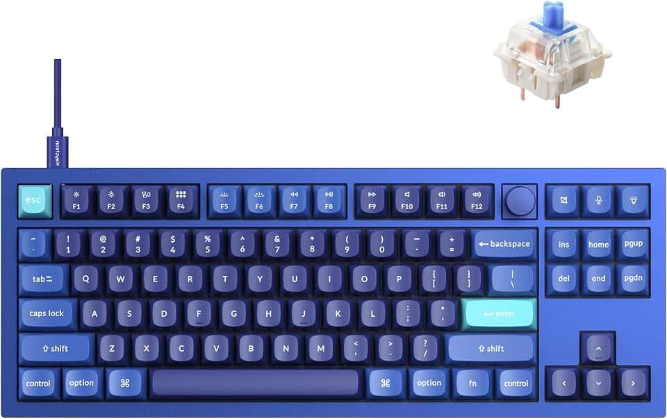 Keychron Q3 TKL Wired Custom Mechanical Keyboard with Knob, Blue