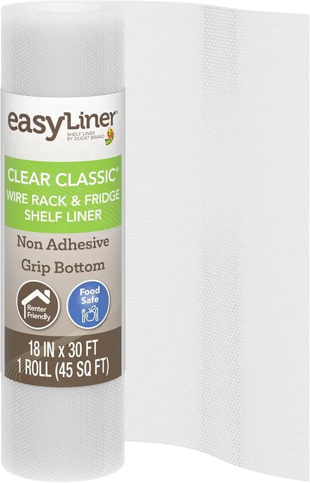 Duck EasyLiner Clear Classic Non Adhesive Shelf Liner, 18 in x 30 Ft 1 Roll