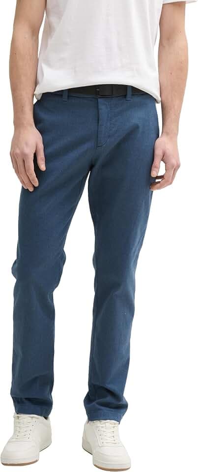 Tom Tailor Herren Slim Fit Stretch Chino Hose mit Gürtel 1037653