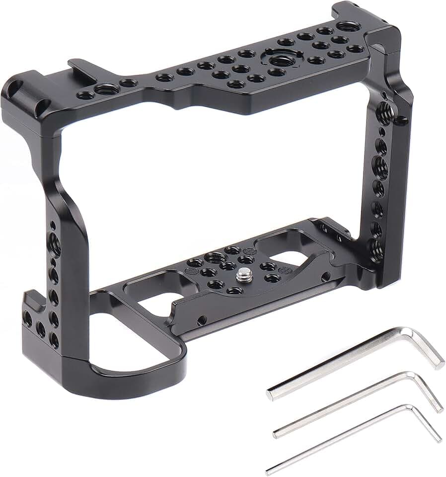 Hersmay Kamerakäfig Video-Stabilisator für Nikon spiegellosen Z6 Z7 mit Blitzschuh, Grifflokalisierungslöcher, mehrere 0,64 cm (1/4 Zoll), 0,95 cm (3/8 Zoll) Schraubenlöcher