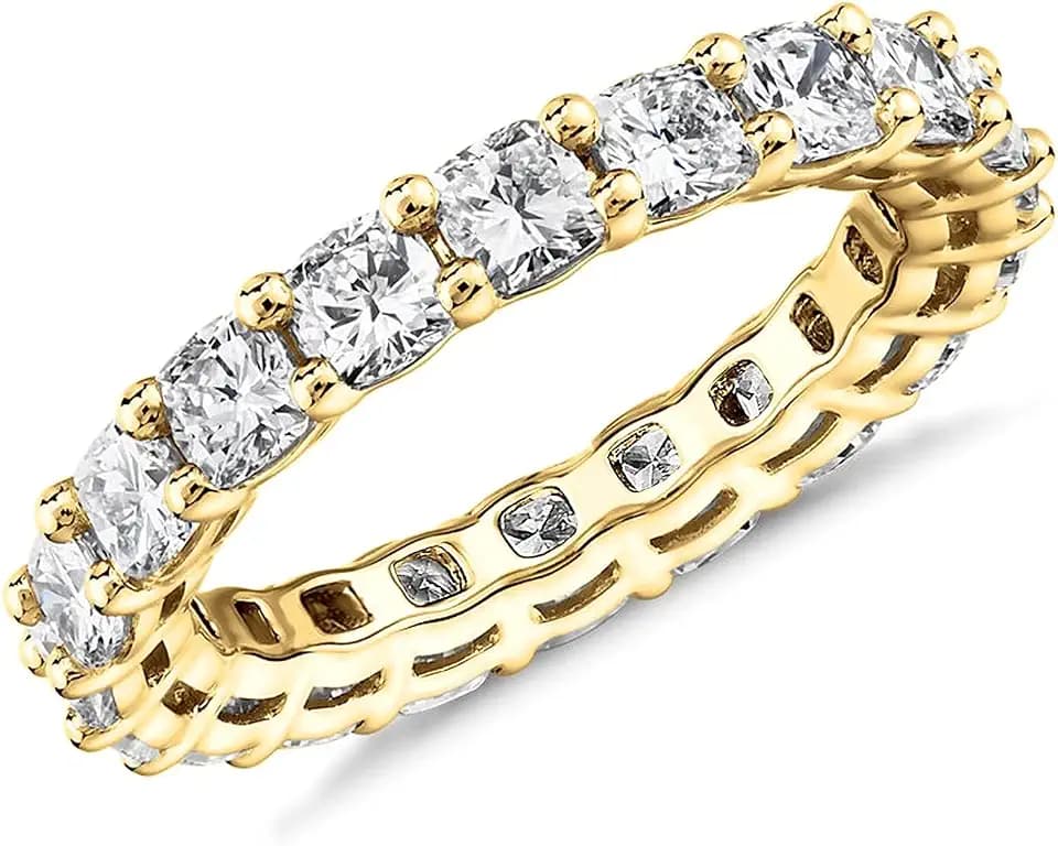 PAVOI 14K Gold Plated Eternity Ring for Women, Stackable Love Wedding Band