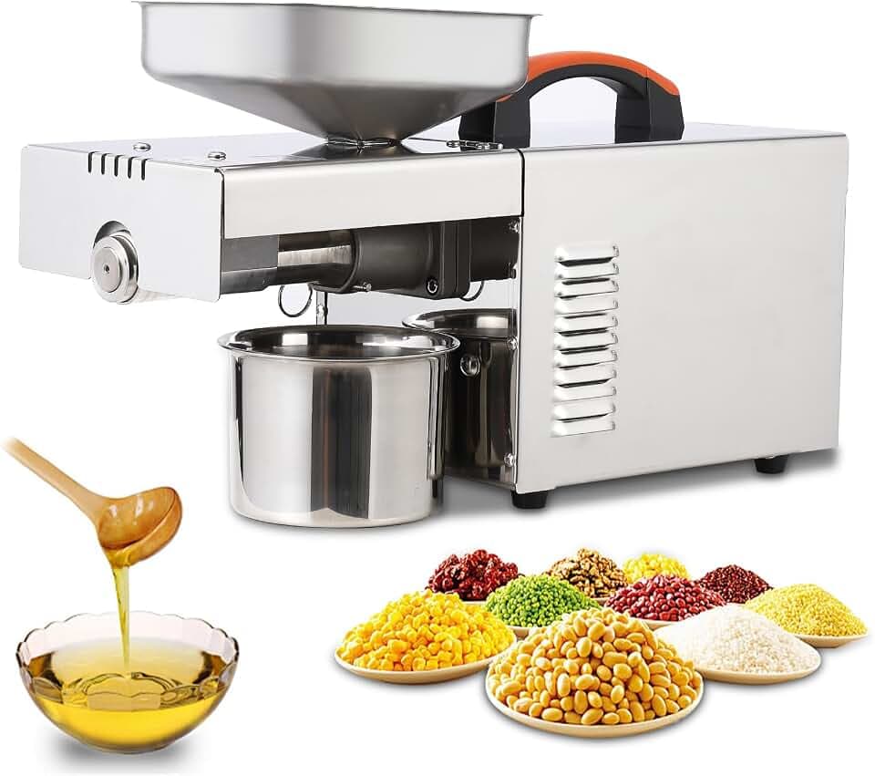 900W Stainless Steel Oil Press Machine, Automatic Cold Press Oil Extractor for Home Use, Electric Seed and Nut Oil Maker with Temperature Control