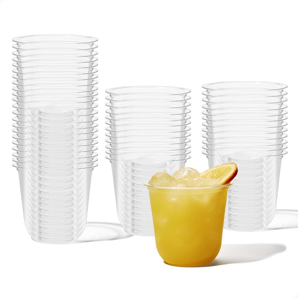 TOSSWARE NATURAL 12oz Arc - Plant Based 98mm Clear Cold Cups - Plastic Alternative for Parties, Bachelorettes, Weddings - Recyclable - Set of 100