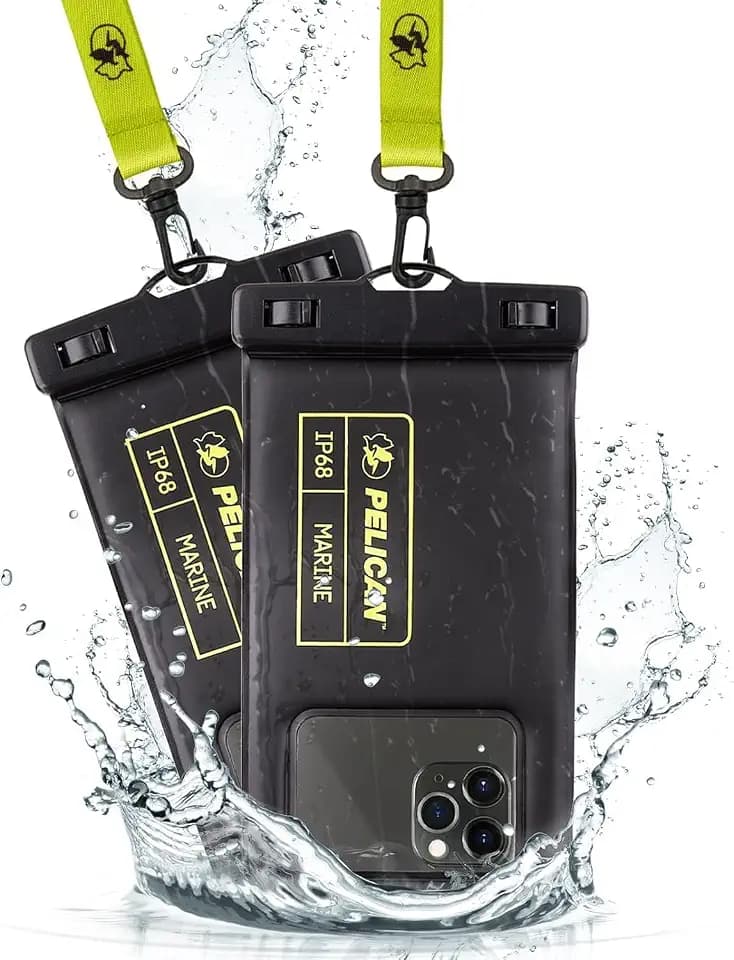 Pelican 2 Pack Marine Waterproof Phone Pouch (Regular) -Black/Hi-Vis Yellow
