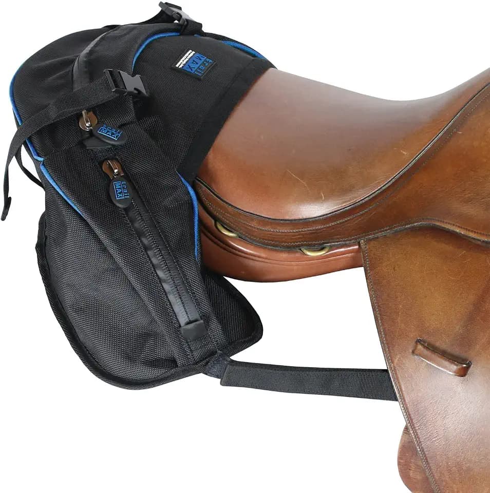TrailMax English/Endurance Horse Saddle Bag for trail-riding, Featuring 3 Compartments & Quick Release Compression Straps