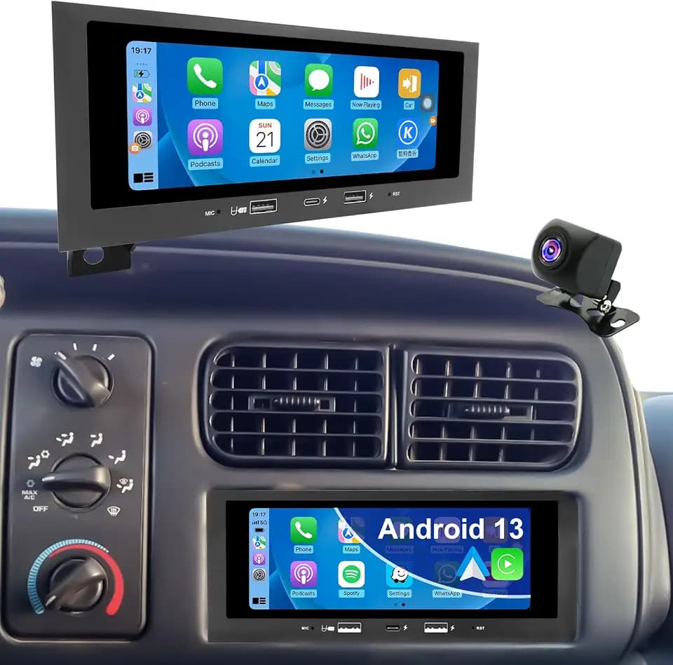 Car Radio for Dodge Ram 1500/2500/3500 1994–2002, Jeep Wrangler 1997-2002, Grand Cherokee 1996-1998, Dakota 1987-2000, Caravan 1984-2000, 6.86" Touchscreen Stereo Carplay Android Auto GPS FM BT Camera