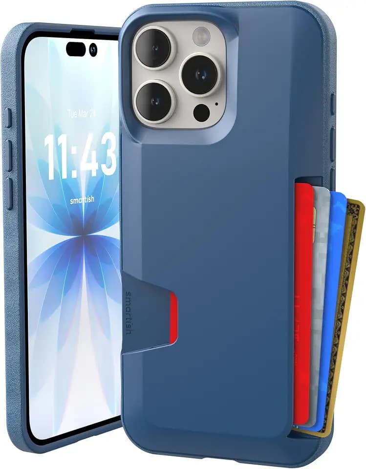 Smartish iPhone 16 Pro Max Wallet Case, Card Holder, Wallet Slayer V1, Blue