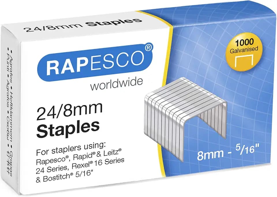 Rapesco 1456 Typ 24/8 mm (No.16) Verzinkte Heftklammern, 1000 Stück