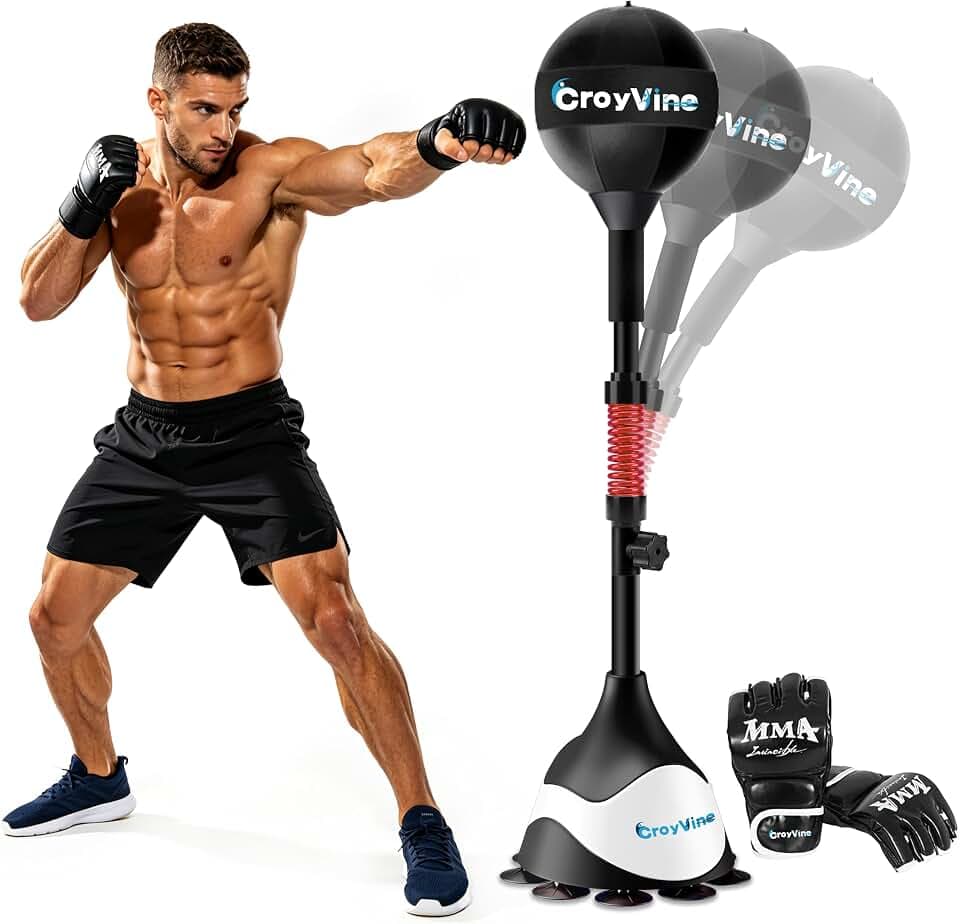 Freestanding Reflex Punching Bag, Height Adjustable Speed Punching Ball for Adults & Teens, Home Gym Boxing Equipment for Training, Reflex, Fitness & Body Shaping