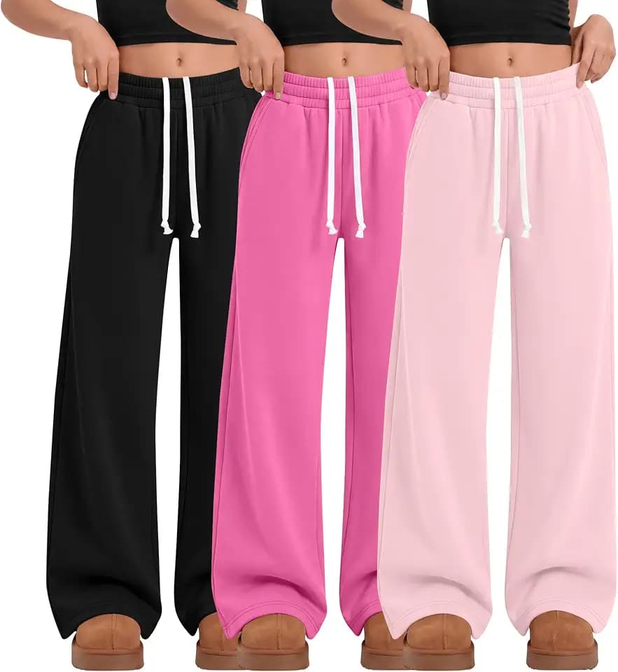 3 Pack Girls Wide Leg Sweatpants Baggy Pants