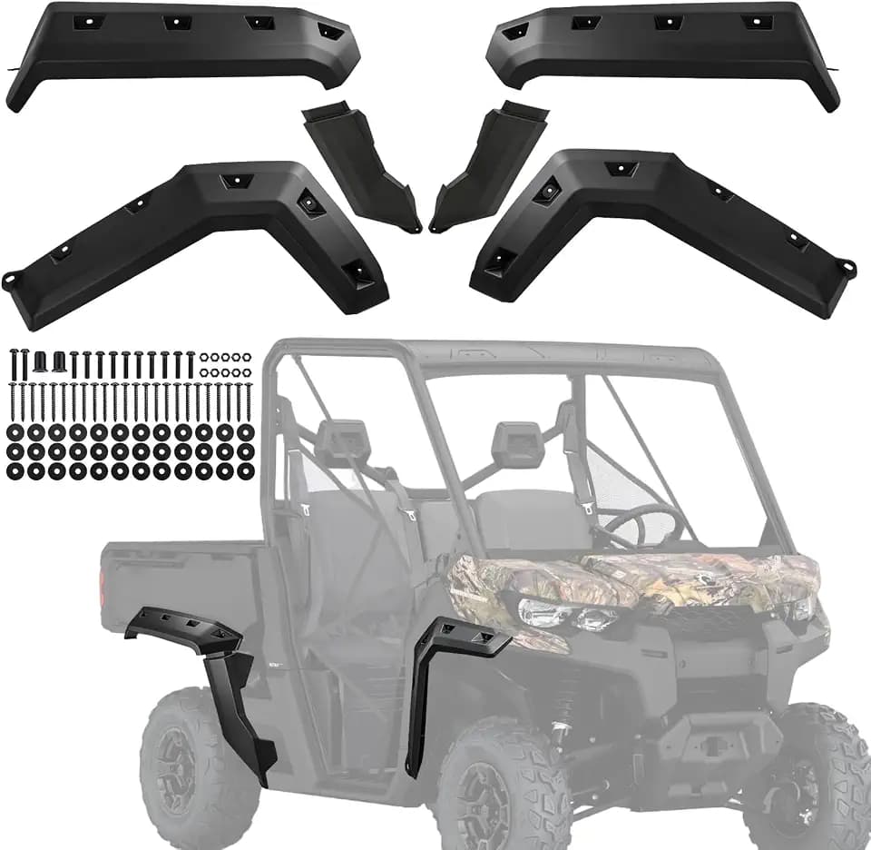 Extended Fender Flares Front Rear Mud Guards Compatible with Can-Am Defender HD5 HD8 HD10 & Defender MAX 2016-2026, Replaces OEM Part Numbers 715006821 715002424 715006822.(6pcs)