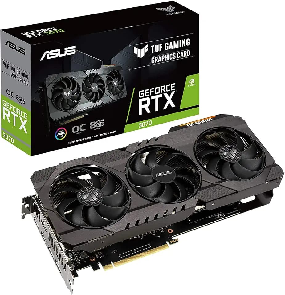 ASUS TUF Gaming NVIDIA GeForce RTX 3070 OC Edition Graphics Card- PCIe 4.0, 8GB GDDR6, HDMI 2.1, DisplayPort 1.4a, Dual Ball Fan Bearings, 3 Year Warranty