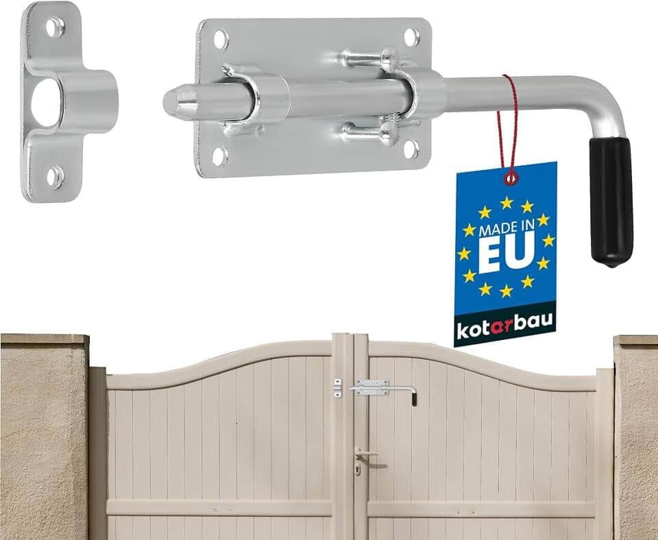 KOTARBAU® Garagentorriegel Bolzenriegel Verzinkt Silber mit Gummigriff 220 mm