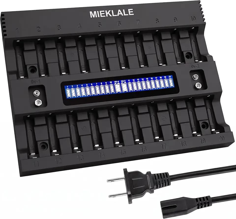 20+2 Bay AA AAA Battery Charger with Smart LCD Display