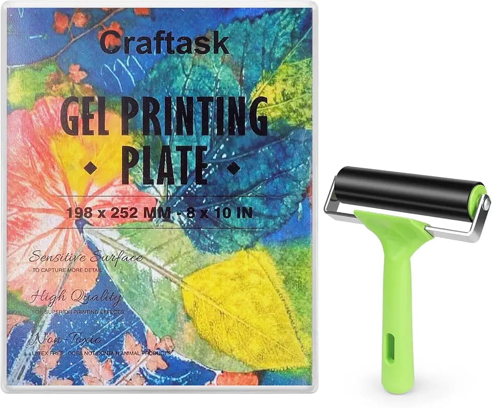 Gel Druckplatte mit Gummiwalze, 20 x 25 cm Transparent Monoprinting Druckplatte (8x10 inch)
