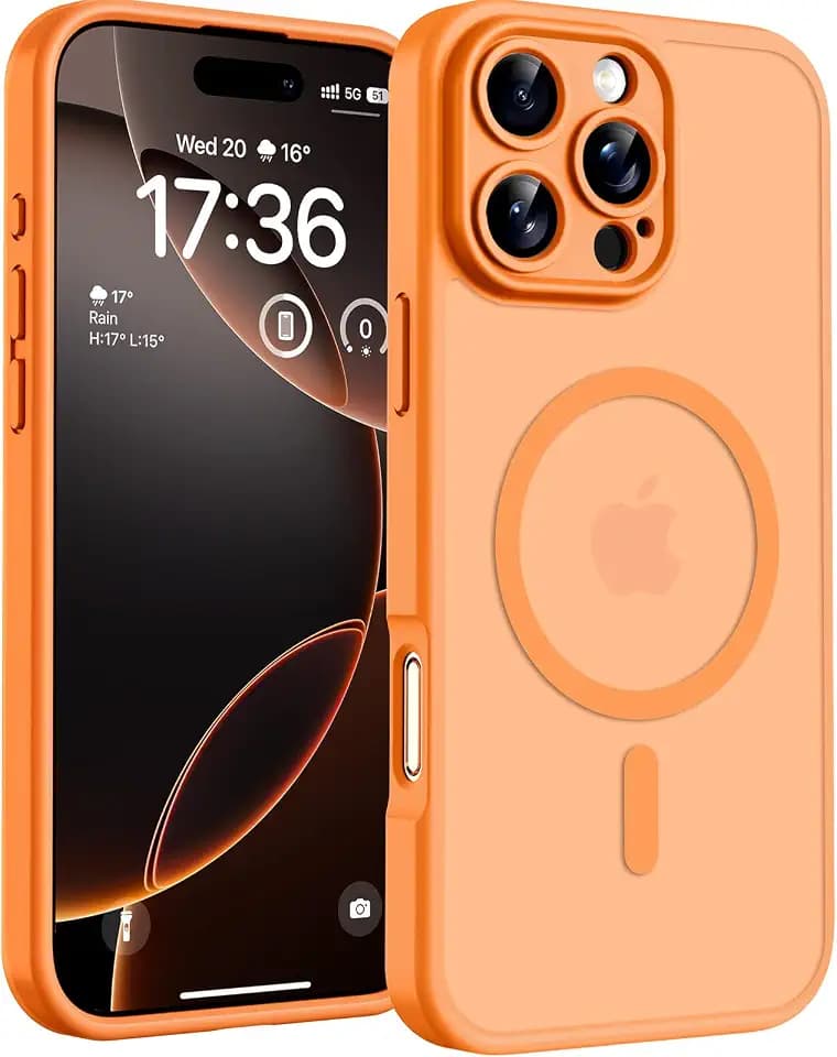 TOCOL for iPhone 16 Pro Max Case, Compatible with MagSafe, Orange