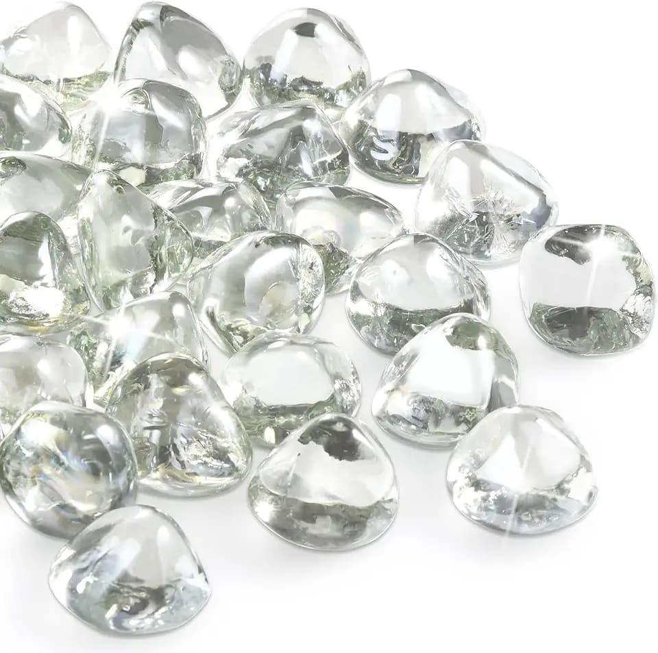 20 Pounds Fire Pit Glass Rocks,Clear Fire Glass Beads