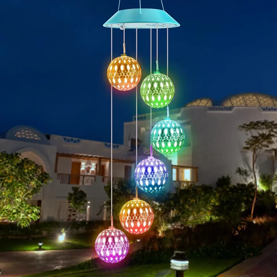 Toodour Solar Wind Chime, Color Changing Moroccan Ball Wind Chimes