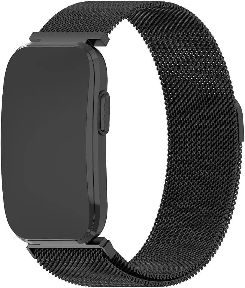 GIOPUEY Armband Kompatibel mit Garmin CIRQA, Geflochtenes Edelstahlarmband [Verschleißfest] [magnetisch] Ersatzarmband - Black
