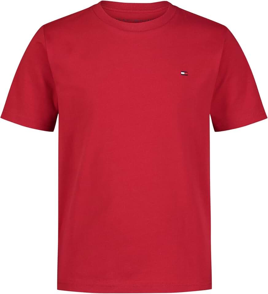 Tommy Hilfiger Boys' Short Sleeve Solid Crew Neck T-shirt, Soft, Comfortable, Relaxed Fit