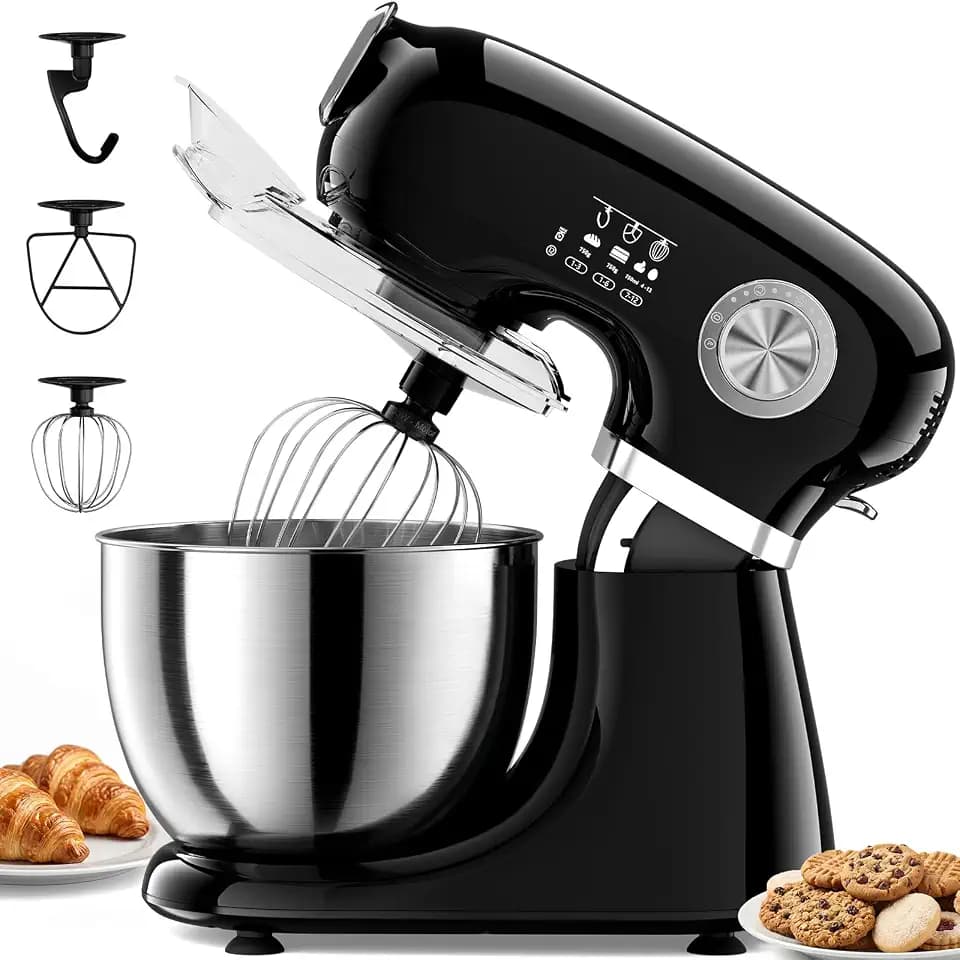 COWSAR Stand Mixer, 12 Speeds Tilt-Head Electric Commercial Stand Mixer, 3-In-1 Kitchen Mixer with Bowl, Dough Hook, Whisk and Beater, Black