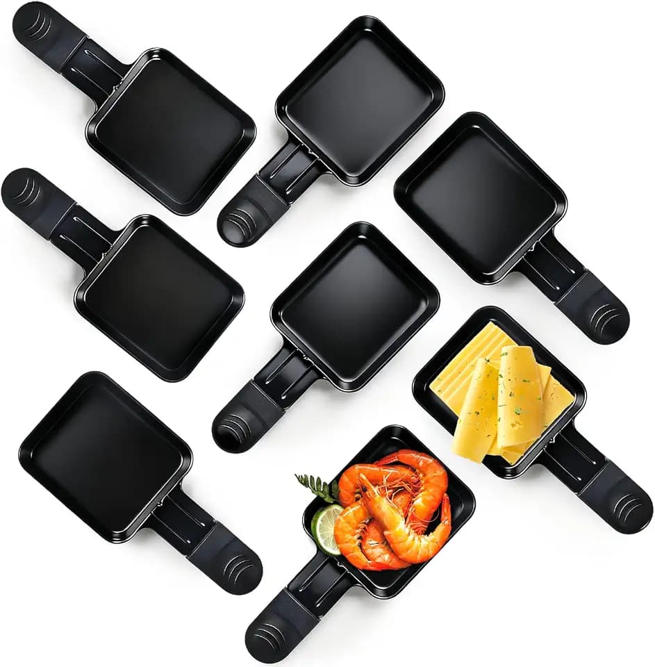 Raclette Pfännchen Ersatz, 8 Mini Antihaft-Pfännchen, 18 x 8 x 1.5 cm