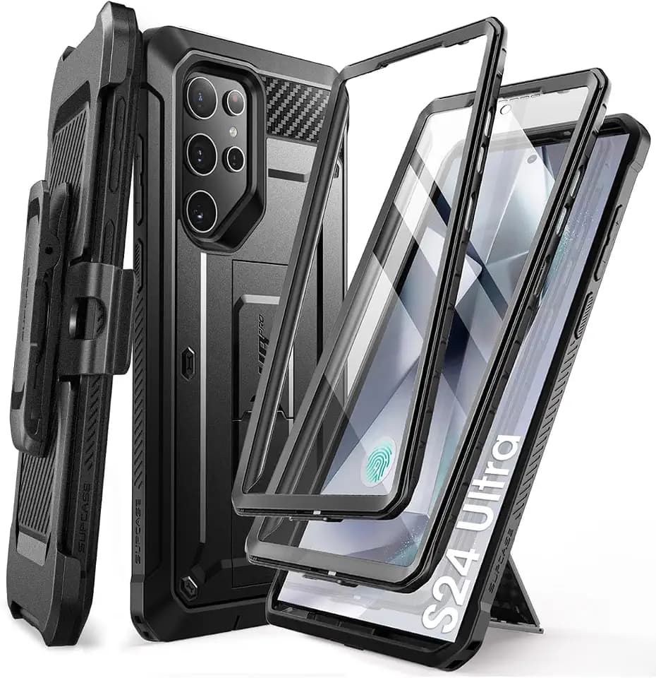 SUPCASE for Galaxy S24 Ultra Case with Built-in Screen Protector, Black