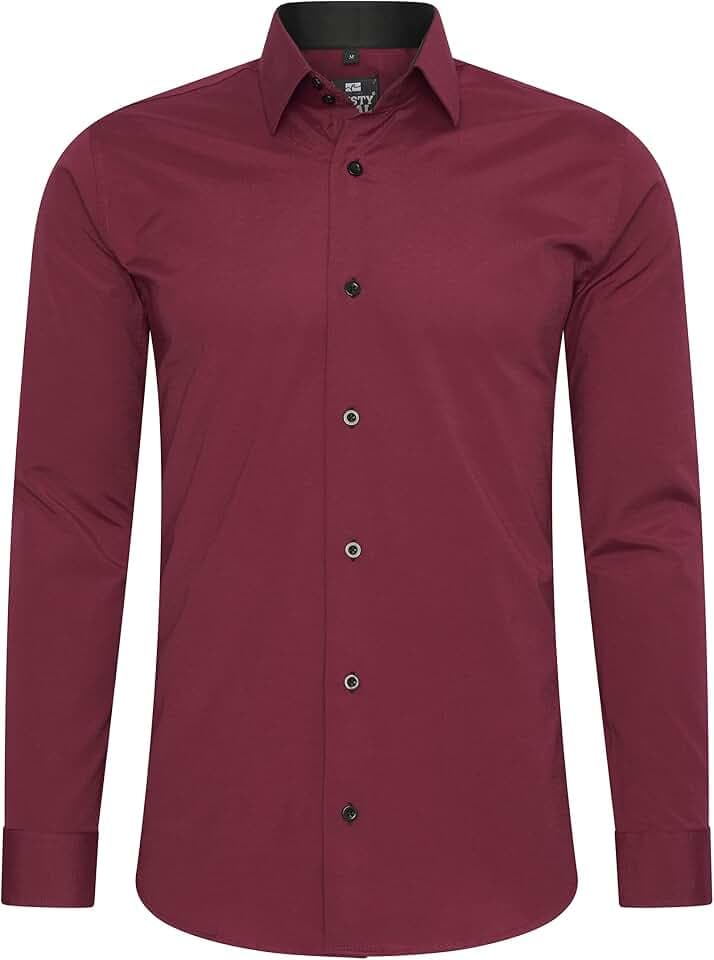 Rusty Neal Herren-Hemd Premium Slim Fit Langarm Stretch Grau Kentkragen Business-Hemd Freizeithemd M