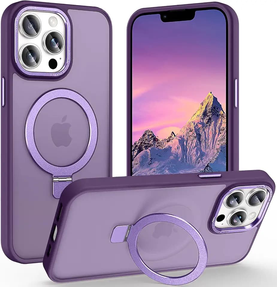 Magnetic for iPhone 13 Pro Case with Ring Stand, Dark Purple