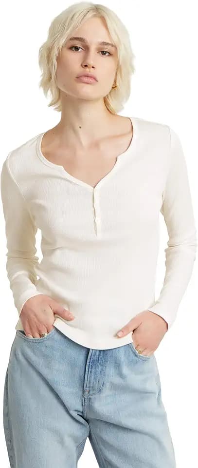 G-Star Damen Deep V Overdyed Henley Slim Top T-Shirt (1er Pack)