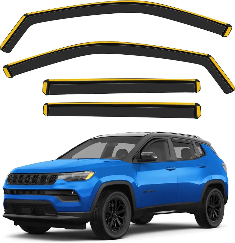 in-Channel Rain Guards for 2021-2026 Jeep Compass, Polycarbonate