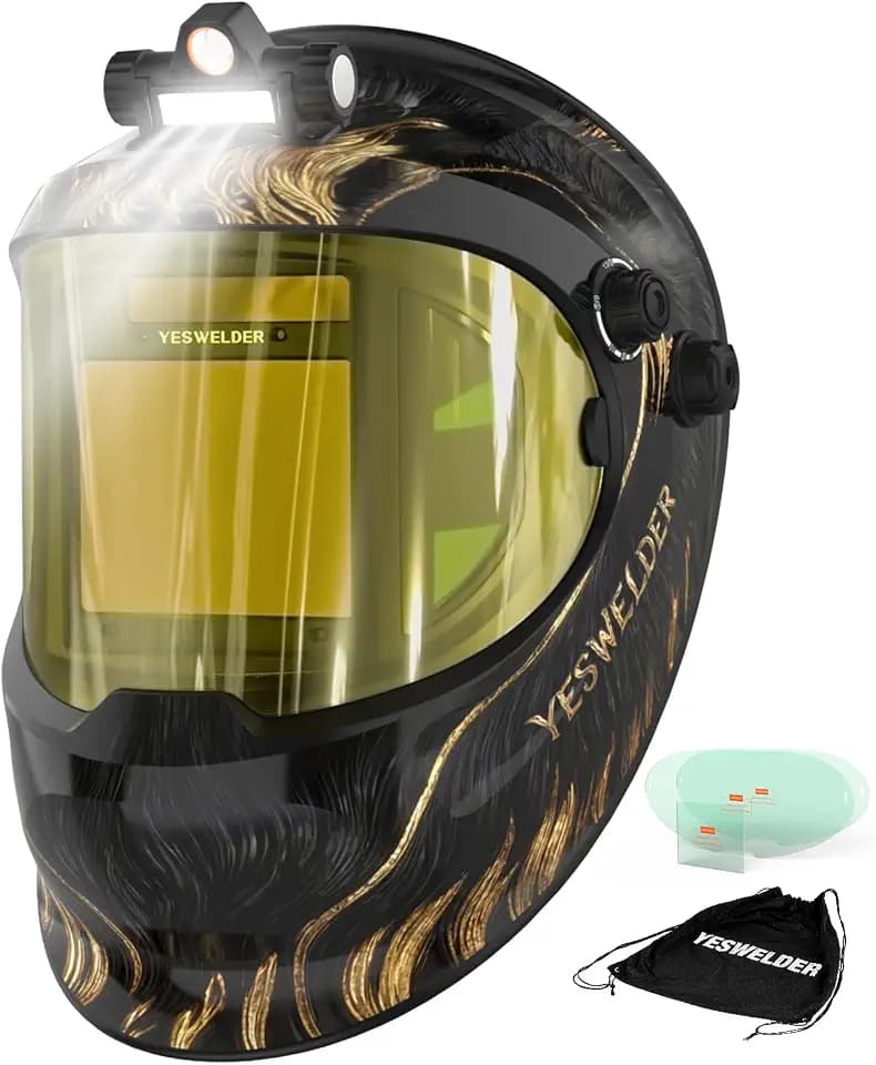 YESWELDER Auto Darkening Welding Helmet with LED, 180° View, LYG-Q800D-BL