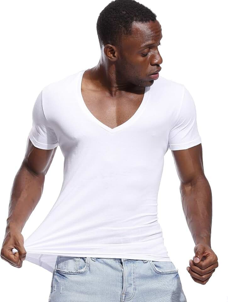 T-Shirt mit tiefem V-Ausschnitt für Herren, niedrig geschnittenes Stretch-T-Shirt, unsichtbares Vee-Top, kurzärmelig