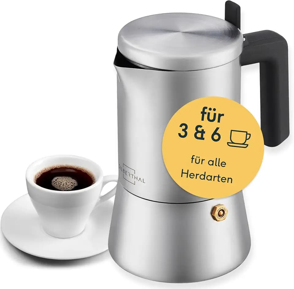 SILBERTHAL Espressokocher Edelstahl 300 ml, 6 Tassen, Induktionsgeeignet