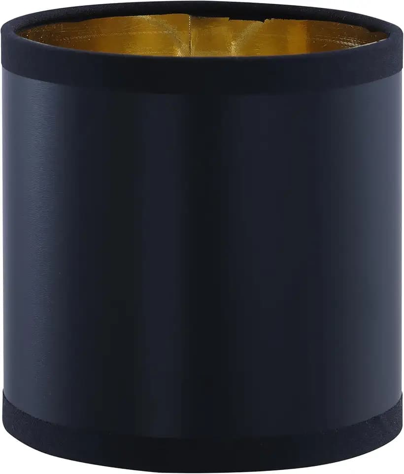 Aspen Creative 31203 Small Clip-On Drum Lamp Shade in Black with Gold Inside, 5" Top x 5" Bottom x 5" Slant Height, for Chandeliers & Wall Sconces