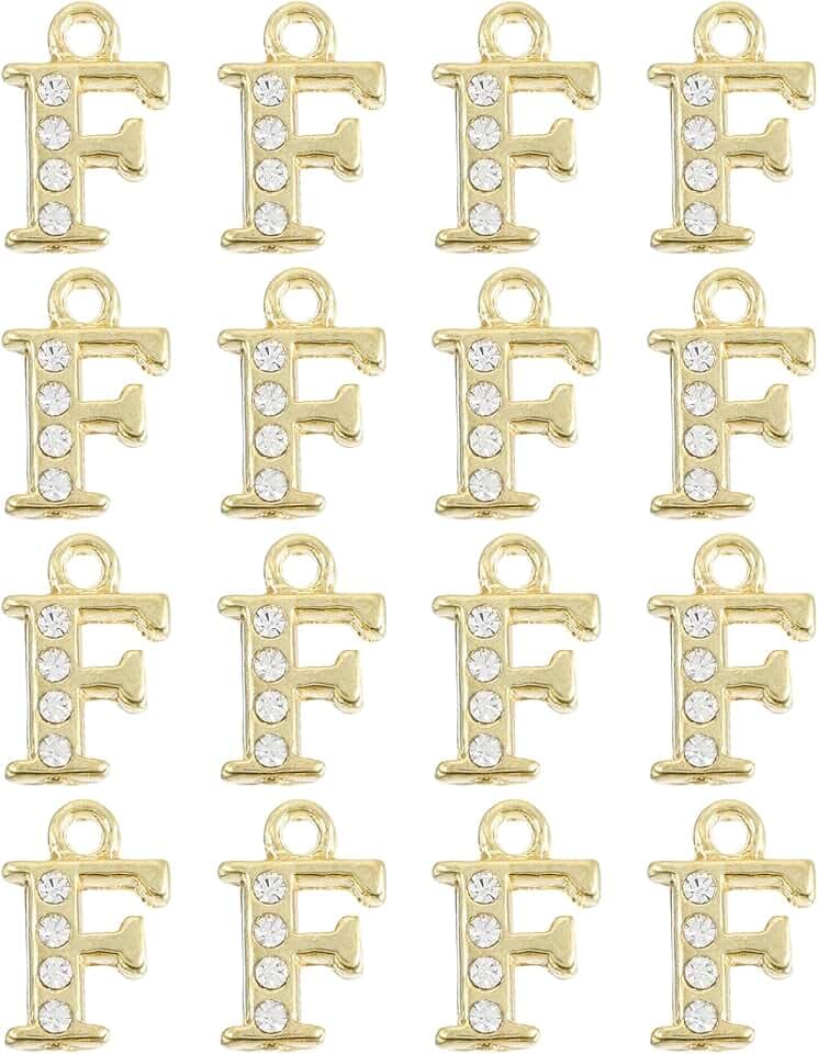 uxcell Rhinestone Letter Charm, Letter Alphabet Dangle Charm Pendants for DIY Bracelets Necklace Jewelry Making