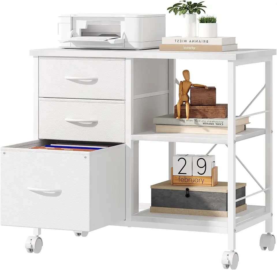 OLIXIS Mobile File Cabinet with 3 Drawers, Rolling Under Desk Storage