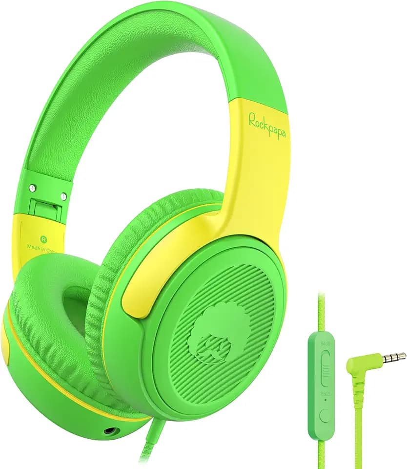 rockpapa 3.5mm Kids Headphones Wired with Mic & Share Port, 85/94dB Limited