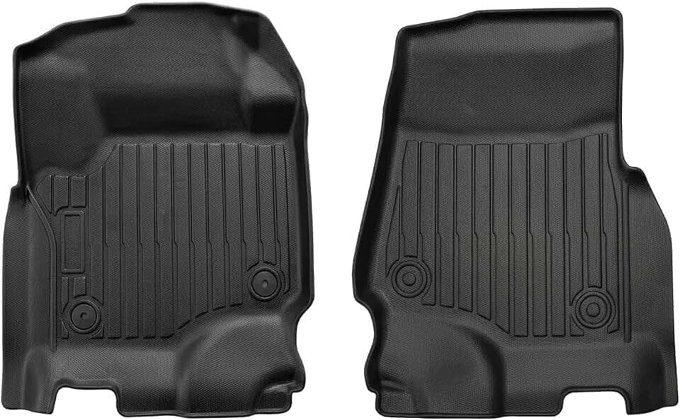 Front Floor Mats for Ford Super Duty F-250/F-350/F-450 2017-2025 2026– SuperCrew & SuperCab Only, Bucket Seats Only, Factory Carpet Flooring Only, TPE All Weather Floor Liners Accessories