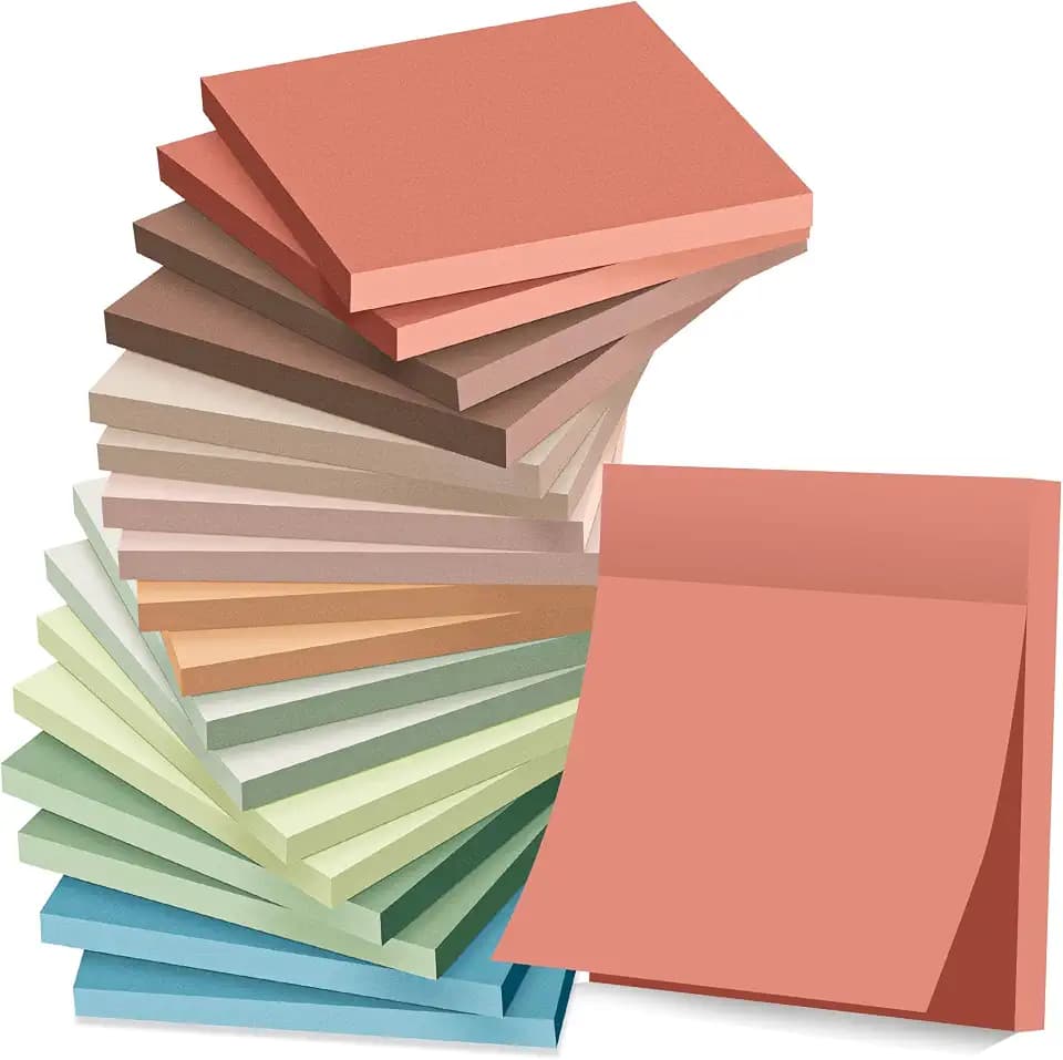 (18 Pads) Sticky Notes 3x3 in Post, Vintage Colors Self-Stick Pads