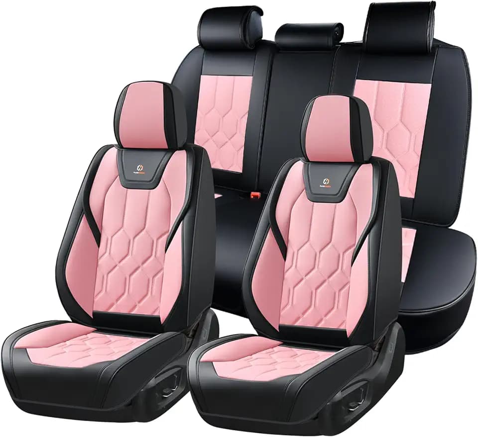Huidasource Car Seat Covers, Universal Fit for Cars SUVs Trucks, Black&Pink