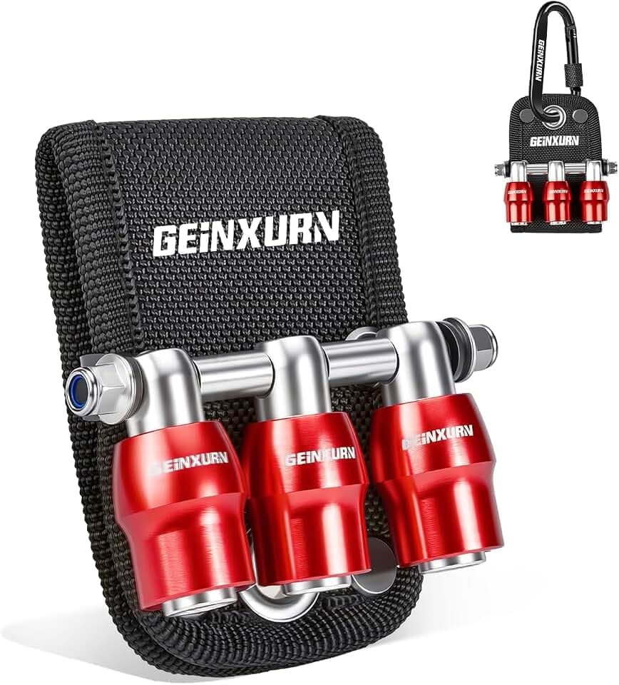 Bit Holder Polyester Tool Pouch with 3Pcs Red Quick Release Bit Holders