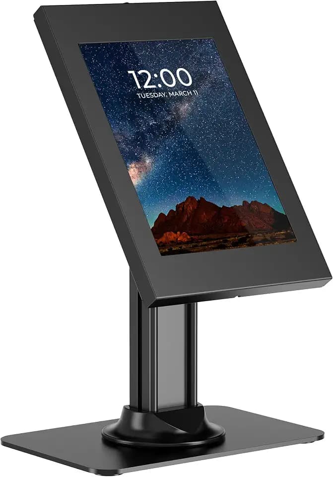 Mount-It! iPad Kiosk Stand, Anti-Theft Steel Countertop Enclosure, Black