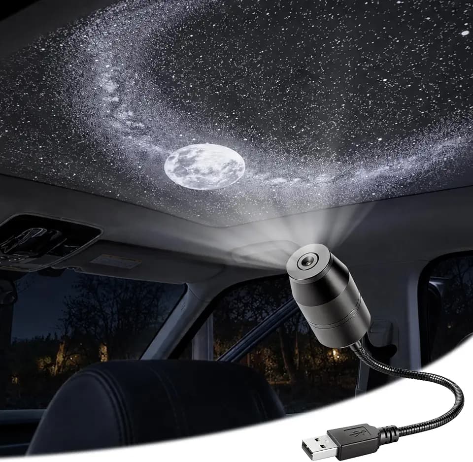 Galaxy Projector, HD Star Night Light Projector, 360°Adjustable USB Starry Sky Night Light for Bedroom Ceiling Car Decor Gift (Galaxy & Moon)