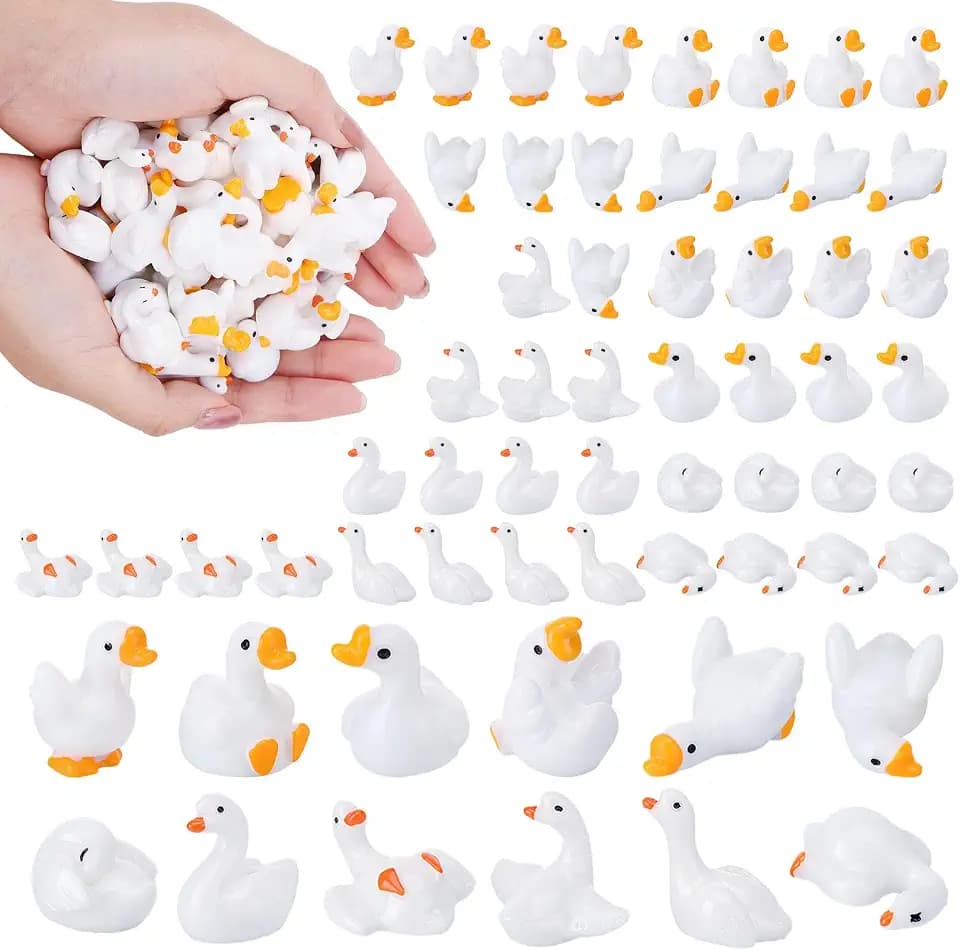 48Pcs Mini Resin Gooses Figurines 12 Styles Small Resin Geese