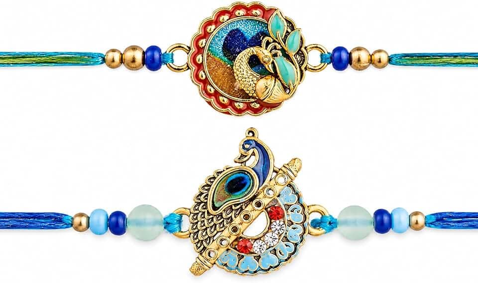 Rakhi for Brother Set of 2 Raksha Bandhan Designer Bracelet Gift for Bhaiya