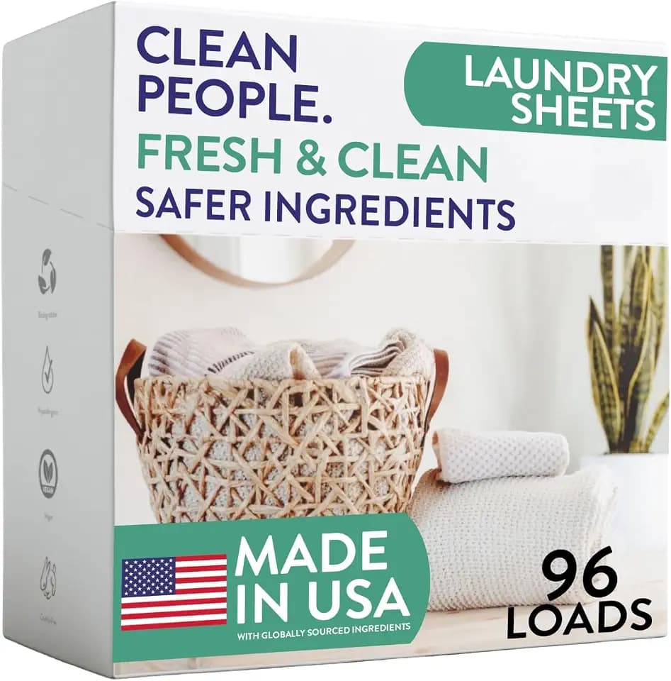 The Clean People Laundry Detergent Sheets - Laundry Soap - Ultra Concentrated, Recyclable Packaging, Stain Fighting - Fresh Scent, 96 Pack