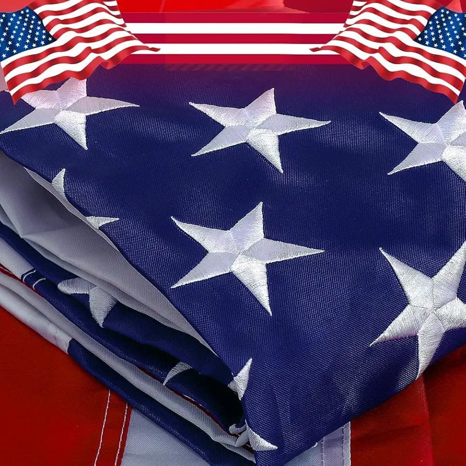 American Flag 3x5 ft- Embroidered Stars,Sewn Stripes,Durable and Long Lasting Nylon,2 solid brass grommets,Perfect for outside/Outdoor Use Heavy Duty US USA Flags.