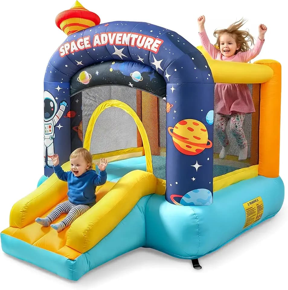 Inflatable Small Bounce House for Kids, Space Theme Toddler Jump House